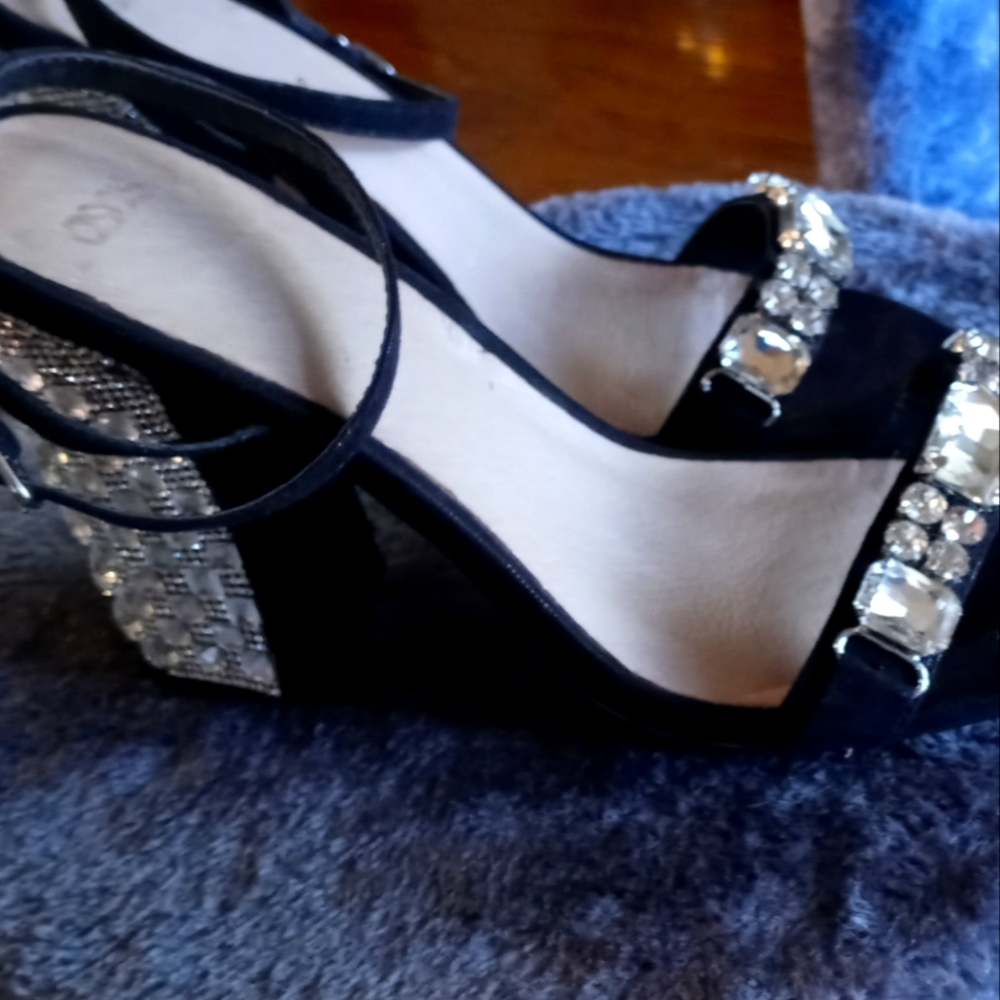 Fun Rhinestone Chunky Heels